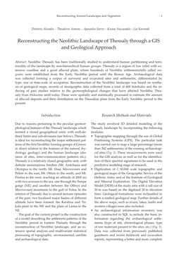 Reconstructing the Neolithic Landscape of Thessaly Through a GIS and Geological Approach