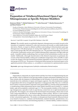 Functional Open-Cage Silsesquioxanes As Specific Polymer Modifiers