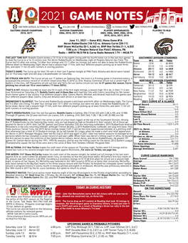 2021 Game Notes