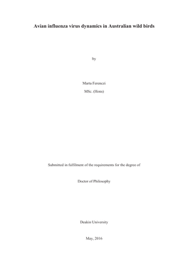 Avian Influenza Virus Dynamics in Australian Wild Birds