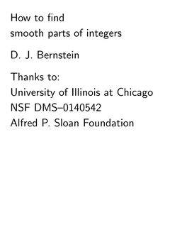 How to Find Smooth Parts of Integers DJ Bernstein