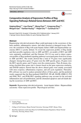 Comparative Analysis of Expression Profiles of Reg Signaling Pathways