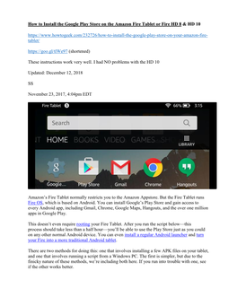 How to Install the Google Play Store on the Amazon Fire Tablet Or Fire