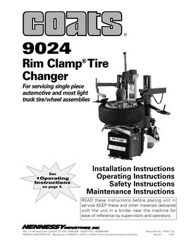9024 Rim Clamp® Tire Changer for Servicing Single Piece Automotive and Most Light Truck Tire/Wheel Assemblies