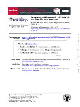 Transcriptional Heterogeneity of Mast Cells and Basophils Upon Activation Krishan D