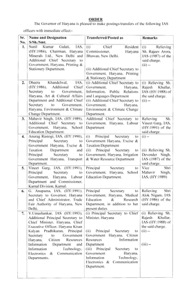 Postings/Transfers of IAS Officers