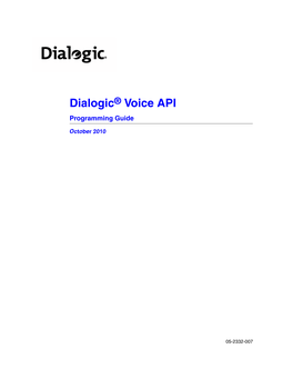 Dialogic Voice API Programming Guide