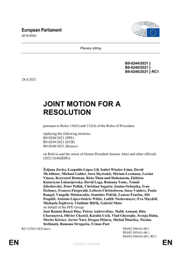 En En Joint Motion for a Resolution