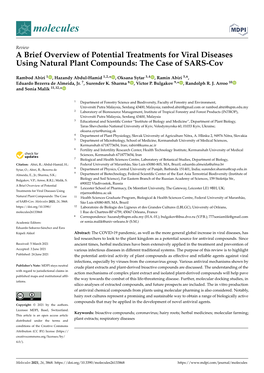 A Brief Overview of Potential Treatments for Viral Diseases Using Natural Plant Compounds: the Case of SARS-Cov