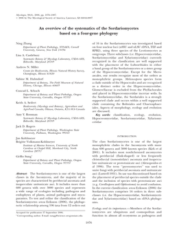 An Overview of the Systematics of the Sordariomycetes Based on a Four-Gene Phylogeny