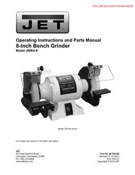 8-Inch Bench Grinder Model JWBG-8