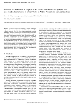 Incidence and Distribution in Sorghum of the Spotted Stem Borer Chilo Partellus and Associated Natural Enemies in Farmers'