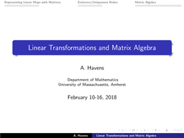 Linear Transformations and Matrix Algebra