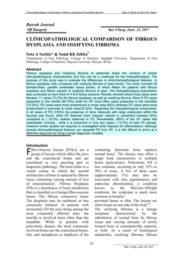 Clinicopathological Comparison of Fibrous Dysplasia and Ossifying Fibroma