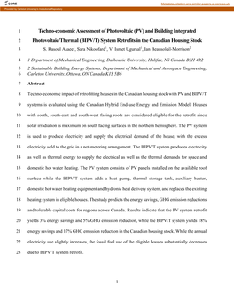 (PV) and Building Integrated Photovoltaic/Thermal (BIPV/T) System Retrofits in the Ca