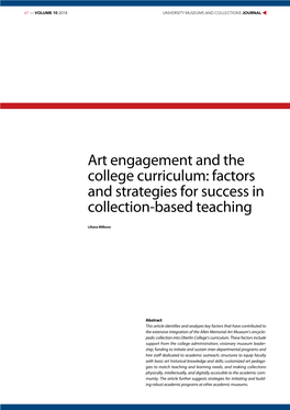 Art Engagement and the College Curriculum: Factors and Strategies for Success in Collection-Based Teaching