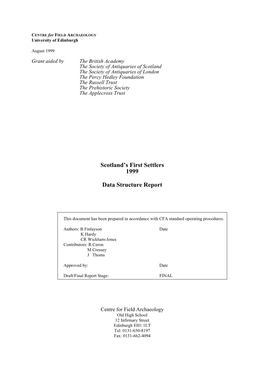 Scotland's First Settlers 1999 Data Structure Report