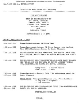 Gerald R. Ford Administration White House Press Releases