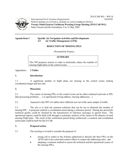 29 E/CAR WG – WP/14 International Civil Aviation Organization