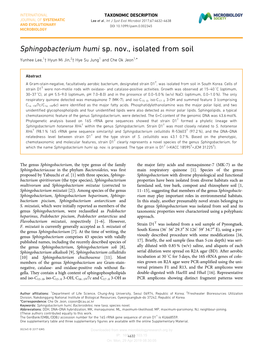 Sphingobacterium Humi Sp. Nov., Isolated from Soil