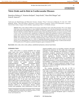 Nitric Oxide and Its Role in Cardiovascular Diseases