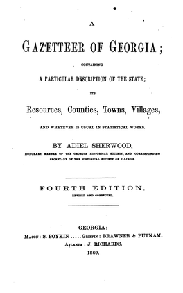 Georgia Gazetteer, 1860