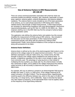 Use of Antenna Factor for EMC Measurements