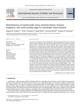 Determination of Mixed-Mode Stress Intensity Factors, Fracture Toughness, and Crack Turning Angle for Anisotropic Foam Material