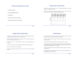 Lectures 8-9: Multi-Electron Atoms Energy Levels in Alkali Metals