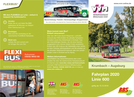 Fahrplan 2020 Linie 600 Krumbach