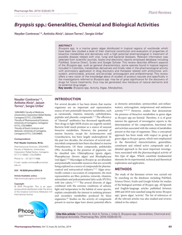 Bryopsis Spp.: Generalities, Chemical and Biological Activities