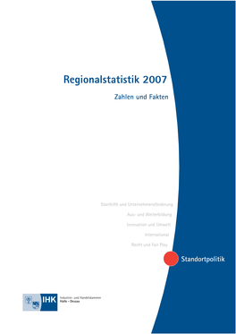 Regionalstatistik 2007 Zahlen Und Fakten INHALTSVERZEICHNIS