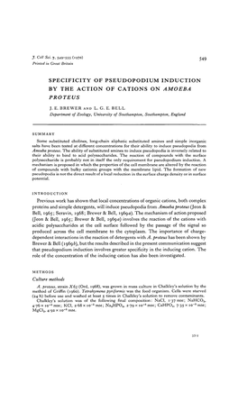 Specificity of Pseudopodium Induction by the Action of Cations on Amoeba Proteus