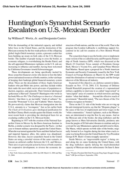 Huntington's Synarchist Scenario