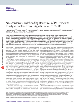 NES Consensus Redefined by Structures of PKI-Type and Rev-Type Nuclear Export Signals Bound to CRM1
