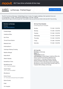 43/1 Bus Time Schedule & Line Route