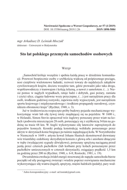 Sto Lat Polskiego Przemysłu Samochodów Osobowych