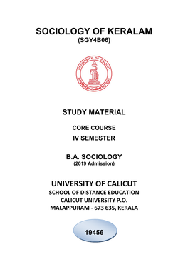 Sociology of Keralam (Sgy4b06)