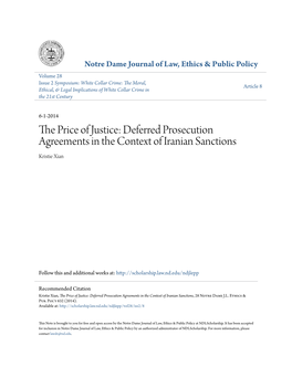 Deferred Prosecution Agreements in the Context of Iranian Sanctions Kristie Xian