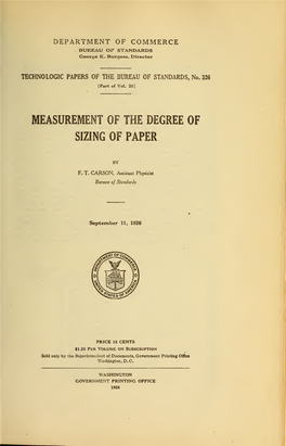 Measurement of the Degree of Sizing of Paper
