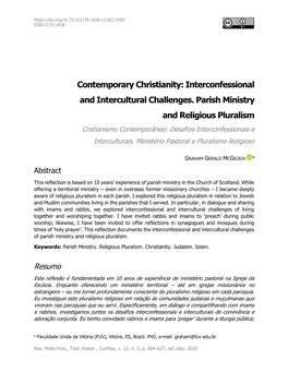 Contemporary Christianity: Interconfessional and Intercultural Challenges. Parish Ministry and Religious Pluralism