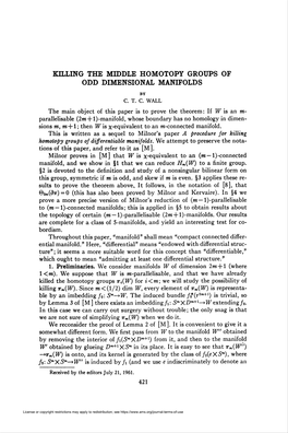 Odd Dimensional Manifolds