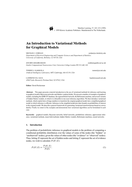 An Introduction to Variational Methods for Graphical Models