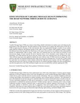 Effectiveness of Variable Message Signs in Improving the Road Network Through Route Guidance