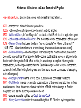 Pre-19Th Century... Linking the Aurora with Terrestrial Magnetism... 1200