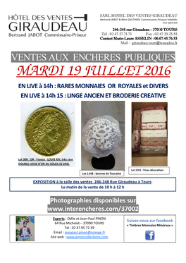 Mardi 19 Juillet 2016