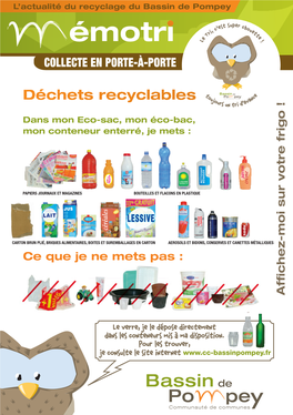 Déchets Recyclables Ou Nc Jou Va Rs Un Tri D’A Dans Mon Eco-Sac, Mon Éco-Bac, Mon Conteneur Enterré, Je Mets