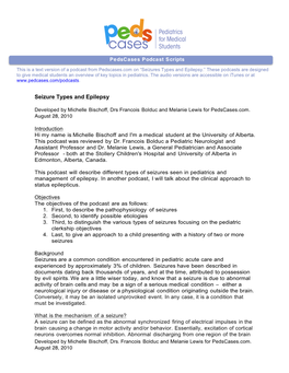 Seizure Types and Epilepsy