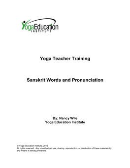 Yoga Teacher Training Sanskrit Words and Pronunciation
