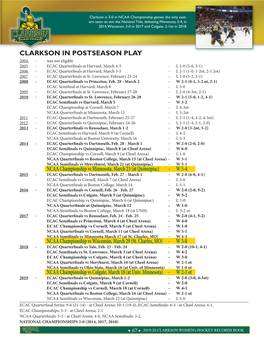 Clarkson in Postseason Play